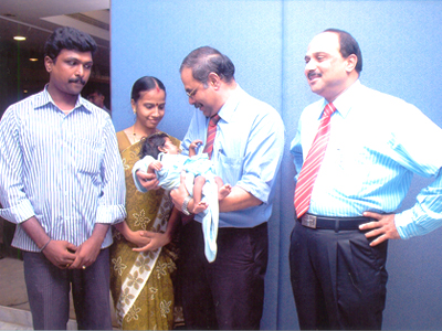 Parents, baby are with Dr.Renjith, Paed.Cardiologist and Dr.Moosa Kunhi